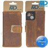 iPhone 13/14 telefoonhoesje - Echt Leer - Book Case - Hoesje met Kaarthouder - Licht Bruin