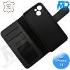 iPhone 13/14 telefoonhoesje - Echt Leer - Book Case - Hoesje met Kaarthouder - Zwart