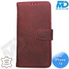 iPhone 13/14 telefoonhoesje - Echt Leer - Book Case - Hoesje met Kaarthouder - Rood