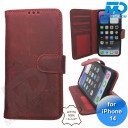 iPhone 13/14 telefoonhoesje - Echt Leer - Book Case - Hoesje met Kaarthouder - Rood