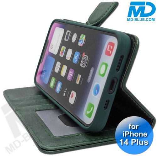iPhone 14 Plus- Telefoonhoesje - Book Case - Donker Groen