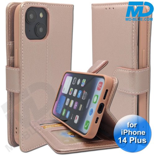 iPhone 14 Plus  - Telefoonhoesje - Book Case - Rosé Goud