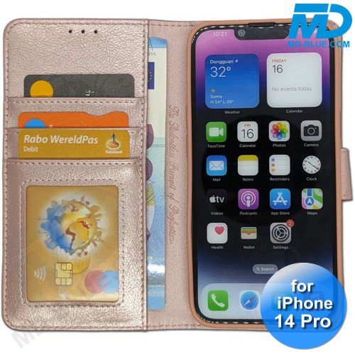 iPhone 14 Pro - Telefoonhoesje - Book Case - Rosé Goud