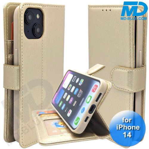 iPhone 14 - Telefoonhoesje - Book Case - Goud