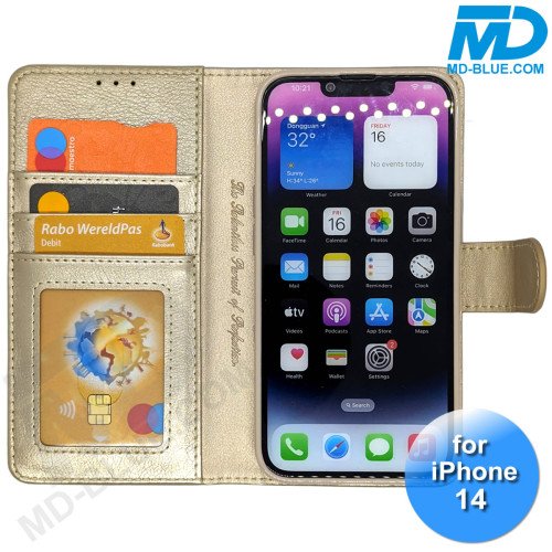 iPhone 14 - Telefoonhoesje - Book Case - Goud