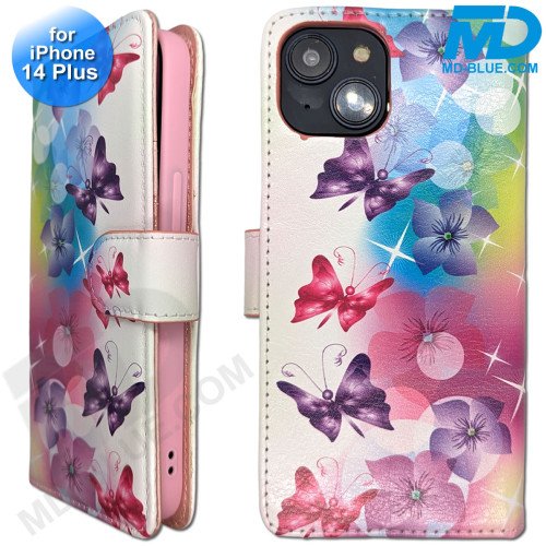 iPhone 14 Plus - Telefoonhoesje - Book Case - Vlinders iPhone 14 Plus - Telefoonhoesje - Book Case - Vlinders