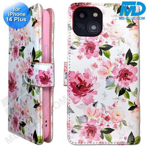 iPhone 14 Plus - Telefoonhoesje - Book Case - Bloemen iPhone 14 Plus - Telefoonhoesje - Book Case - Bloemen