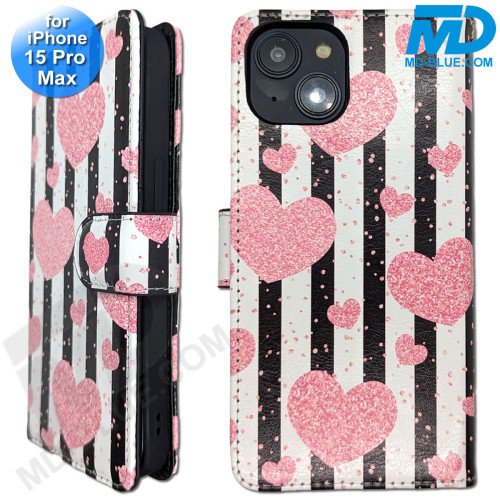 iPhone 15 Pro Max - Telefoonhoesje - Book Case - Hartjes