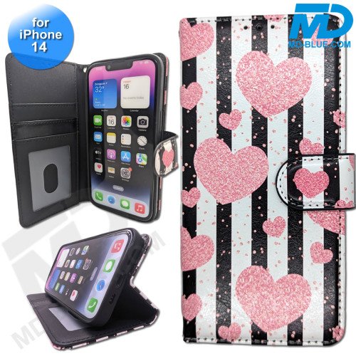 iPhone 13 Pro - Telefoonhoesje - Book Case - Hartjes