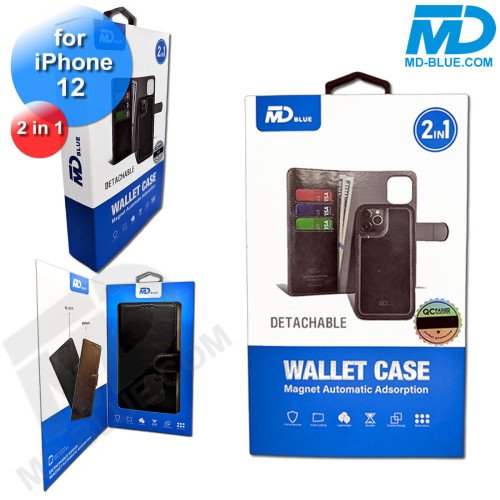 iPhone 12 Telefoonhoesjes - Book Case - 2 in 1 - Zwart