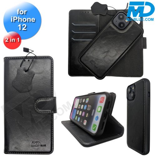 iPhone 12 Telefoonhoesjes - Book Case - 2 in 1 - Zwart