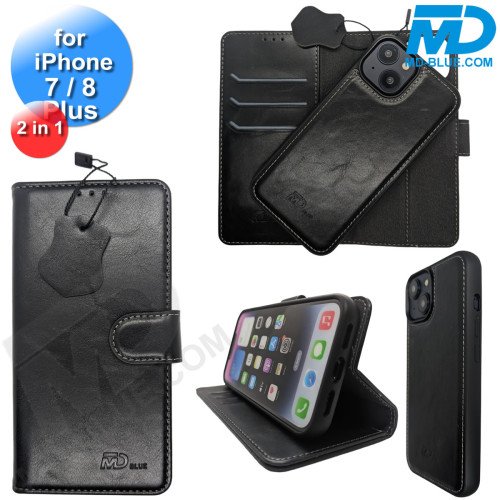 iPhone 7 Plus / 8 Plus Telefoonhoesjes - Book Case - 2 in 1 - Zwart