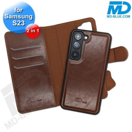Samsung S23 Telefoonhoesjes - Book Case - 2 in 1 - Bruin