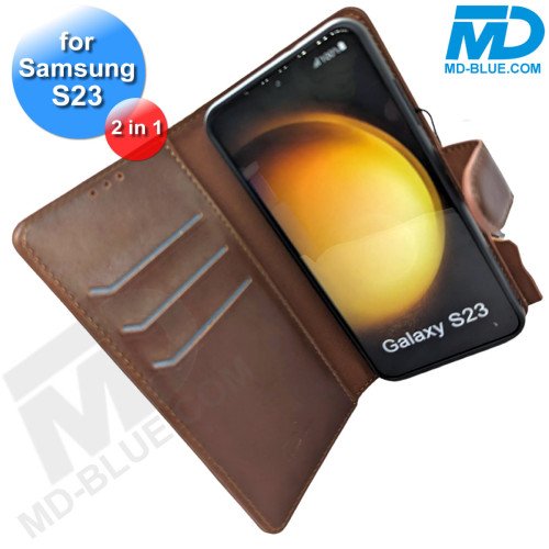 Samsung S23 Telefoonhoesjes - Book Case - 2 in 1 - Bruin