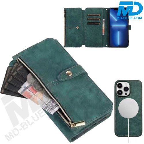 iPhone 16 Telefoonhoesje - Book Case - Portemonnee - Magsafe - 4 in 1 - Groen iPhone 16 Telefoonhoesje - Book Case - Portemonnee - Magsafe - 4 in 1 - Groen