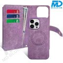 iPhone 15 Pro Max Telefoonhoesje - Book Case - Portemonnee - Magsafe - 4 in 1 - Paars