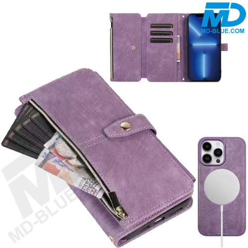 iPhone 16 Telefoonhoesje - Book Case - Portemonnee - Magsafe - 4 in 1 - Paars