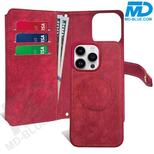 iPhone 13 / 14 Telefoonhoesje - Book Case - Portemonnee - Magsafe - 4 in 1 - Rood