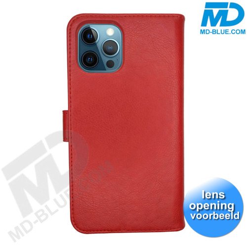 MDBlue - iPhone 12 - Telefoonhoesje - Bookcase Luxe - Rood