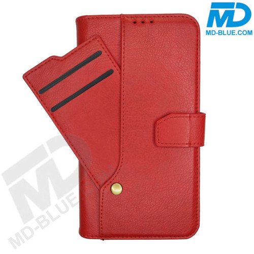 MDBlue - iPhone 12 - Telefoonhoesje - Bookcase Luxe - Rood