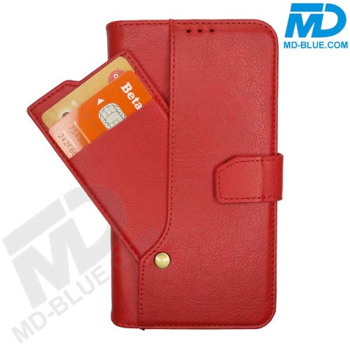 MDBlue - iPhone 12 - Telefoonhoesje - Bookcase Luxe - Rood