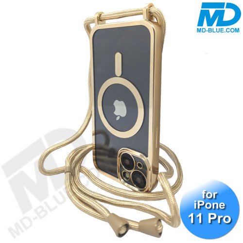 iPhone 11 Pro Magsafe Hoesje - Transparant Siliconen - met lens bescherming en Koord - Goud iPhone 11 Pro Magsafe Hoesje - Transparant Siliconen - met lens bescherming en Koord - Goud
