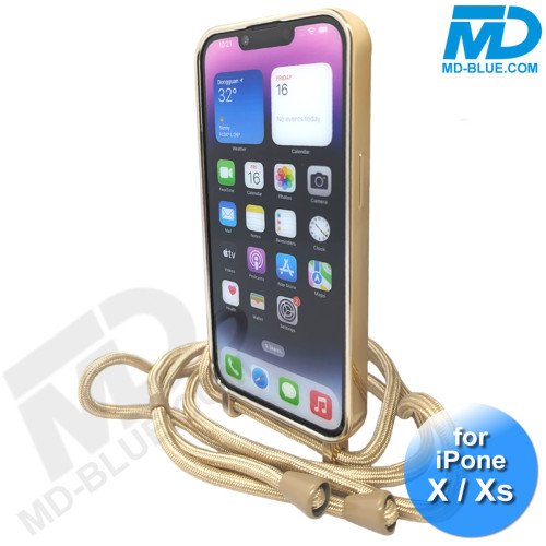 iPhone  X / Xs Magsafe Hoesje - Transparant Siliconen - met lens bescherming en Koord  - Goud