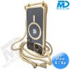 iPhone  X / Xs Magsafe Hoesje - Transparant Siliconen - met lens bescherming en Koord  - Goud