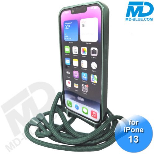 iPhone 13 Magsafe Hoesje - Transparant Siliconen - met lens bescherming en Koord  - Groen