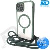 iPhone  X / Xs Magsafe Hoesje - Transparant Siliconen - met lens bescherming en Koord  - Groen