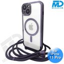 iPhone 11 Pro Magsafe Hoesje - Transparant Siliconen - met lens bescherming en Koord  - Paars