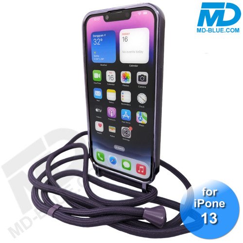 iPhone 13 Magsafe Hoesje - Transparant Siliconen - met lens bescherming en Koord  - Paars