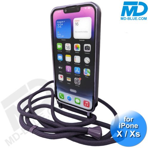 iPhone  X / Xs Magsafe Hoesje - Transparant Siliconen - met lens bescherming en Koord  - Donker Paars