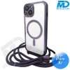 iPhone Xr Magsafe Hoesje - Transparant Siliconen - met lens bescherming en Koord  - Donker Paars
