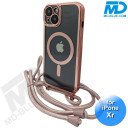 iPhone Xr Magsafe Hoesje - Transparant Siliconen - met lens bescherming en Koord  - Rose Goud