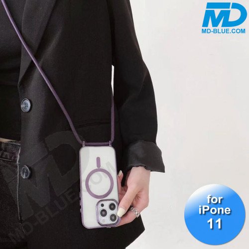 iPhone 11 Magsafe Hoesje - Transparant Siliconen - met lens bescherming en Koord  - Zwart