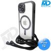 iPhone 12 Magsafe Hoesje - Transparant Siliconen - met lens bescherming en Koord  - Zwart