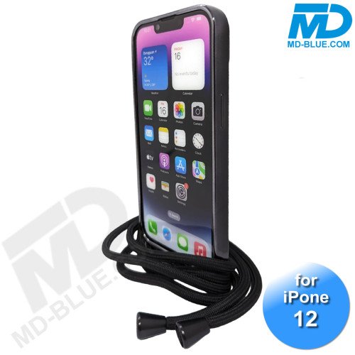 iPhone 12 Magsafe Hoesje - Transparant Siliconen - met lens bescherming en Koord  - Zwart