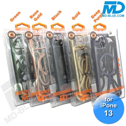 iPhone 13 Magsafe Hoesje - Transparant Siliconen - met lens bescherming en Koord  - Rosé Goud