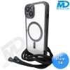 iPhone 14 Magsafe Hoesje - Transparant Siliconen - met lens bescherming en Koord  - Zwart
