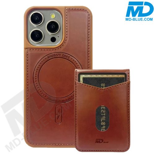 Samsung S24 Ultra Telefoonhoesje - Back Cover - Card Houder -Portemonnee - Magsafe - 2 in 1 - Bruin