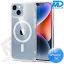 iPhone 14 Hoesje Transparant Siliconen MagSafe - iPhone 14 Case - Transparant- MagSafe Case - Wit