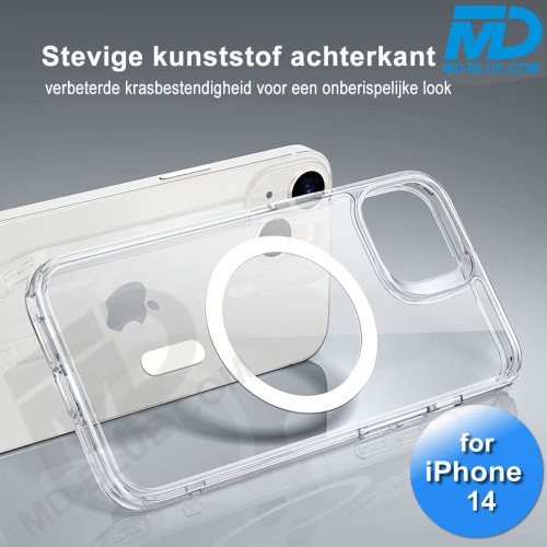 iPhone 14 Hoesje Transparant Siliconen MagSafe - iPhone 14 Case - Transparant- MagSafe Case - Wit