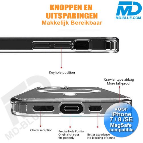 iPhone 7/8/Se Hoesje Transparant Siliconen MagSafe - iPhone 7/8/Se Case - Transparant- MagSafe Case - Wit iPhone 7/8/Se Hoesje Transparant Siliconen MagSafe - iPhone 7/8/Se Case - Transparant- MagSafe Case - Wit