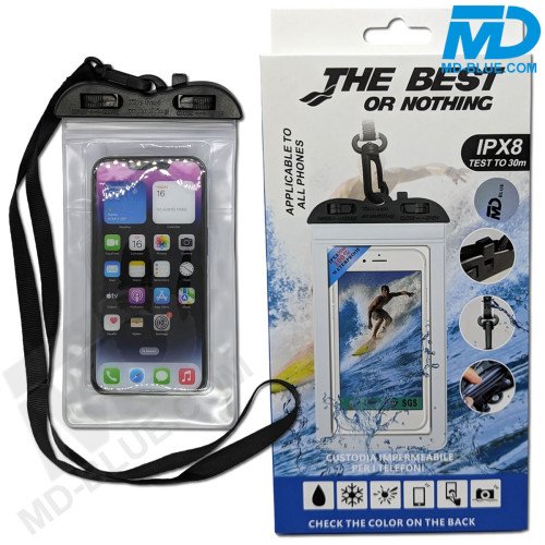 Waterdicht Telefoonhoesje met koord Universeel - Wit Transparant