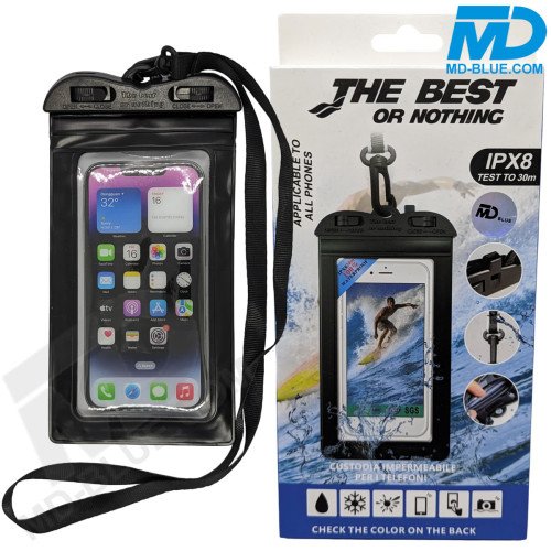 Waterdicht Telefoonhoesje met koord Universeel - Zwart