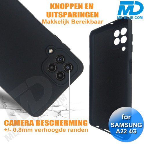 Samsung A22 (4G) - Telefoonhoesje - Achterkantje - Premium Silliconen - Zwart Samsung A22 (4G) - Telefoonhoesje - Achterkantje - Premium Silliconen - Zwart