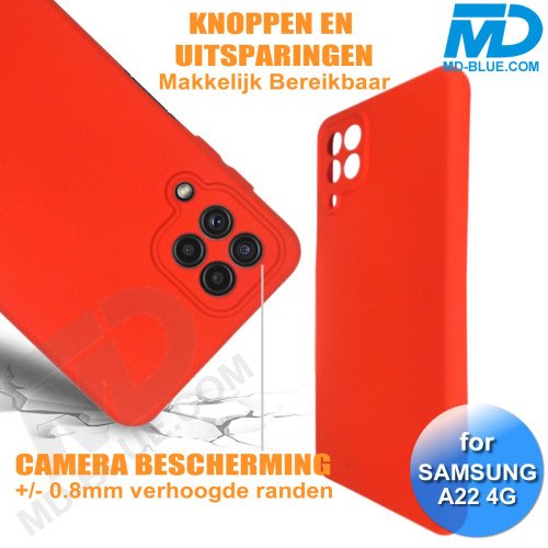 Samsung A22 (4G) - Telefoonhoesje - Achterkantje - Premium Silliconen - Rood Samsung A22 (4G) - Telefoonhoesje - Achterkantje - Premium Silliconen - Rood