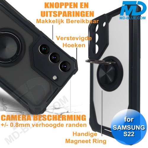 Samsung S22 Telefoonhoesje - Back Cover - Antishock - Zwart Transparant Samsung S22 Telefoonhoesje - Back Cover - Antishock - Zwart Transparant