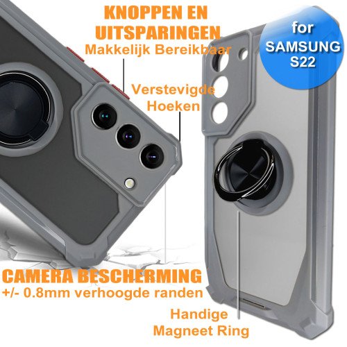 Samsung S22 Telefoonhoesje - Back Cover - Antishock - Grijs Transparant Samsung S22 Telefoonhoesje - Back Cover - Antishock - Grijs Transparant